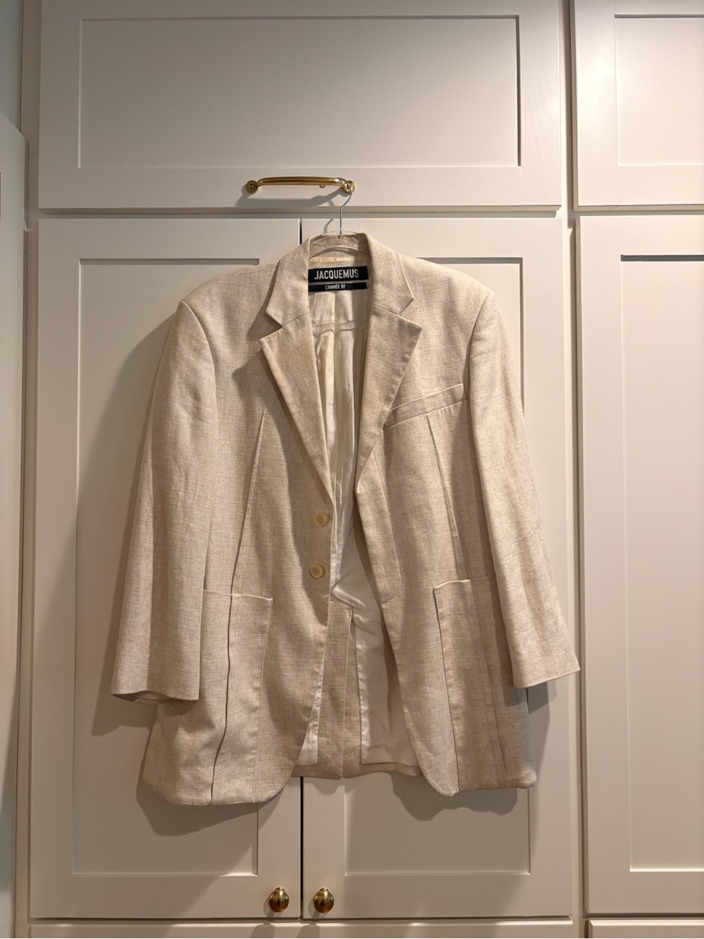 Jacquemus Beige/Cream Oversized Linen-Blend Blazer